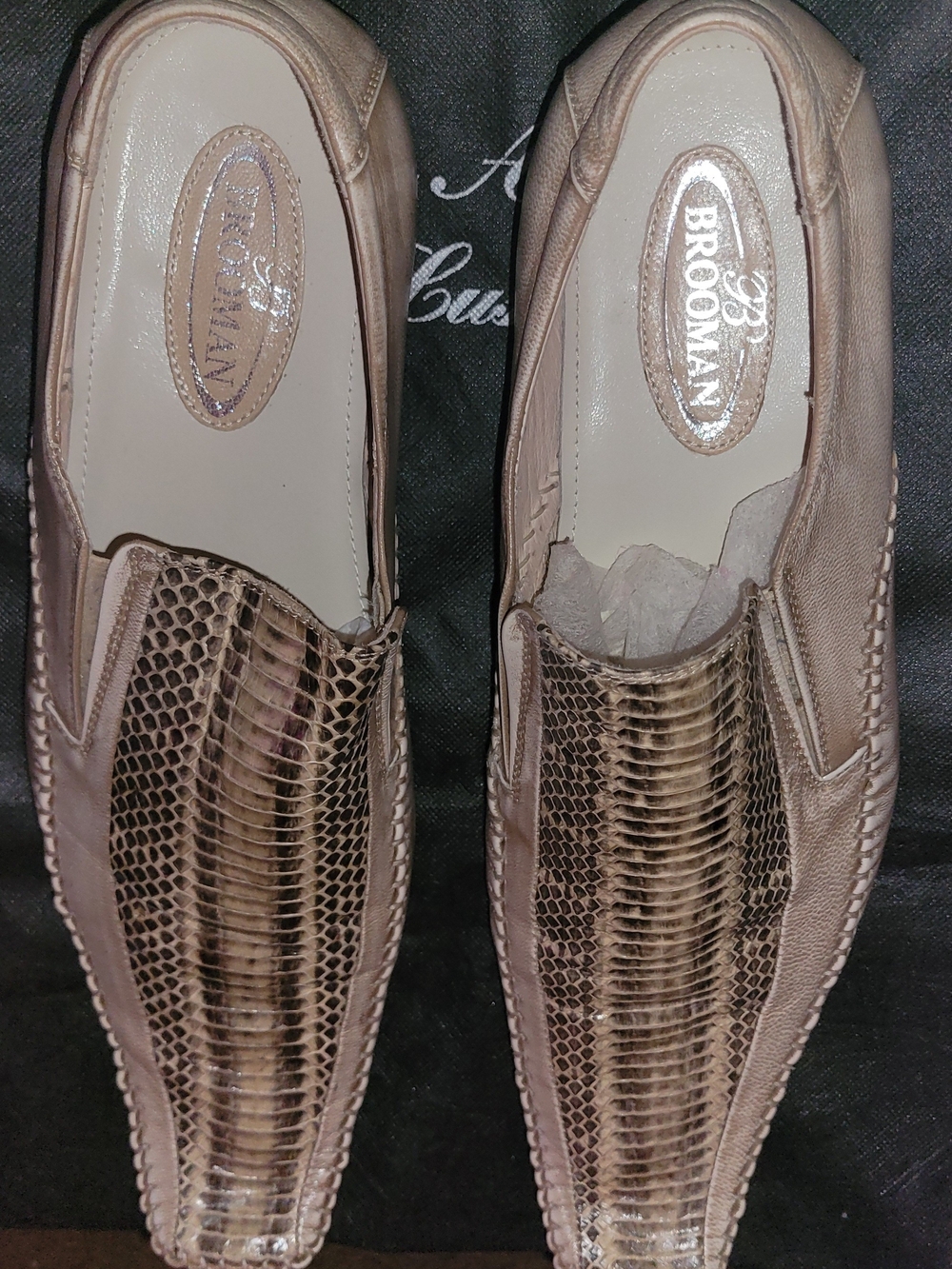 Brooman Men's Taupe Slip-On Loafers with Embossed Reptile Panel